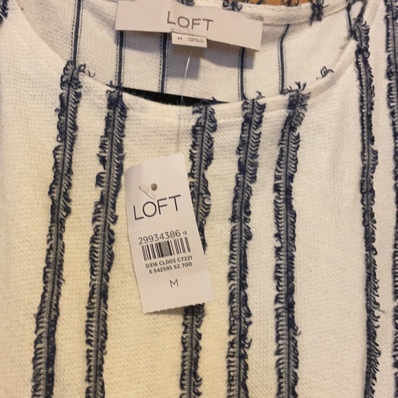 NWT LOFT dress, midi length, cream with navy eyelash stripes. Perfect for work! - Picture 2 of 4